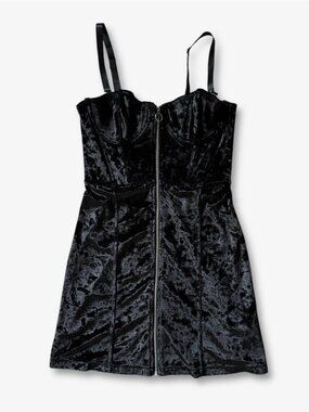 Urban Outfitters Black Velvet Bustier Corset Mini Dress Womens Small Goth 90s